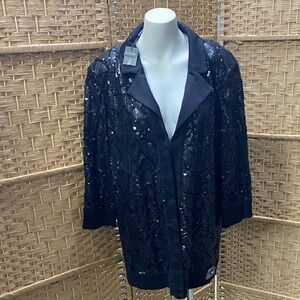 Misook Black Sequin Embellished Blazer
